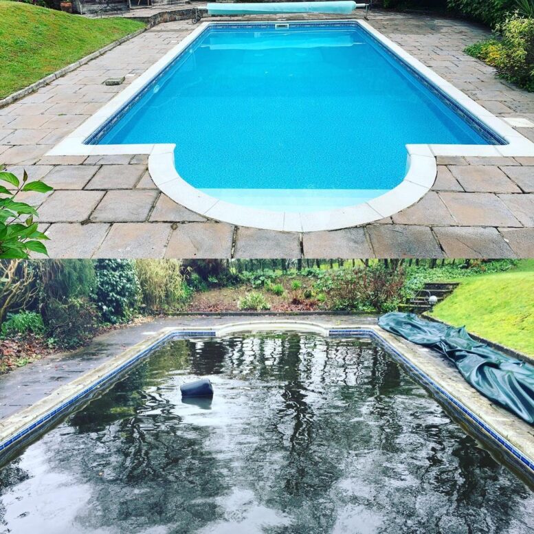 Befor and After Pool Shot Trelawney Swimming Pools Cornwall Before and After