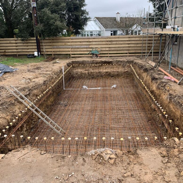 Laying the foundation for the swimming pool in Cornwall Laying the foundation for the swimming pool in Cornwall